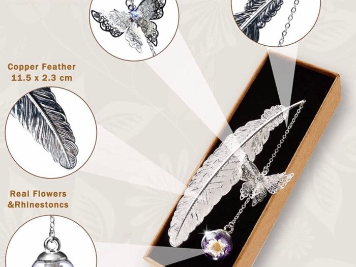 Toirxarn Metal Feather Bookmark Xmas Gift Christmas Present for Women Mum Ladies Her Girl Grandma Teacher Sister Wife MULTIPLE COLOURS AVAILABLE (FREE POSTAGE)