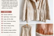 Vintage Rabbit Fur Coat - Light Beige/Cream