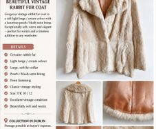 Vintage Rabbit Fur Coat - Light Beige/Cream