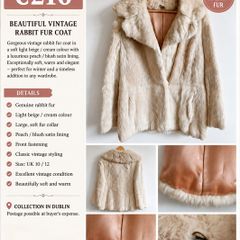 Vintage Rabbit Fur Coat - Light Beige/Cream
