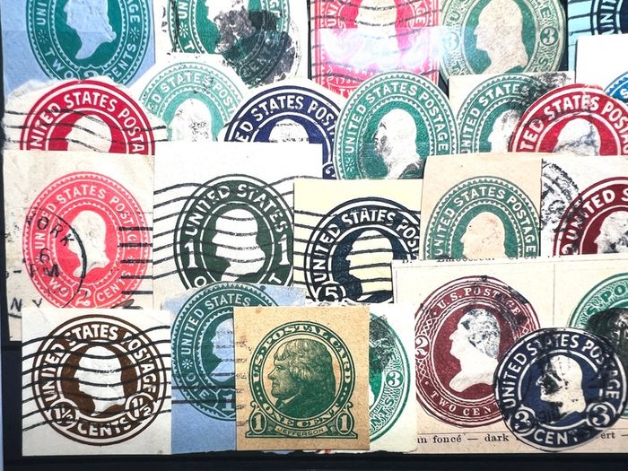 USA Early prepaid stamps from cards and envelopes