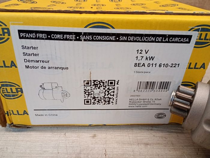 Hella Starter for Audi - Seat - Skoda - VW - 8ea011610221