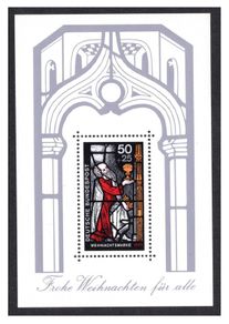 1977 Germany 50 pfennig Christmas Church Window Miniature Sheet Mint Never Hinged (MNH)