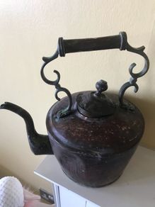 Large Antique 19th Century Brass & Copper Kettle