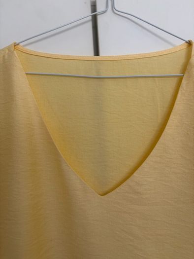 Yellow V Neck Long-Sleeve Shirt with button up
