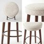 Set of 2 Chenille Bar Stools, 68cm Counter Height Upholstered Kitchen Bar Chairs with Solid Wood Legs, Modern Kitchen Island Stools for Breakfast Counter, Dining Room, Home Bar, Beige Image 5