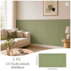 Green Modern Half Wall Sticker, Waterproof Wear-Resistant Self-Adhesive Decor Panel, 45x90cm