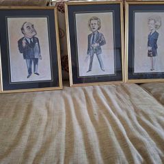 3 Tim Holder signed political caricature prints