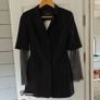 Bershka Black Diamante Net Sleeve Tailored Blazer Dress Image 3