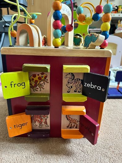 zany zoo wooden activity cube