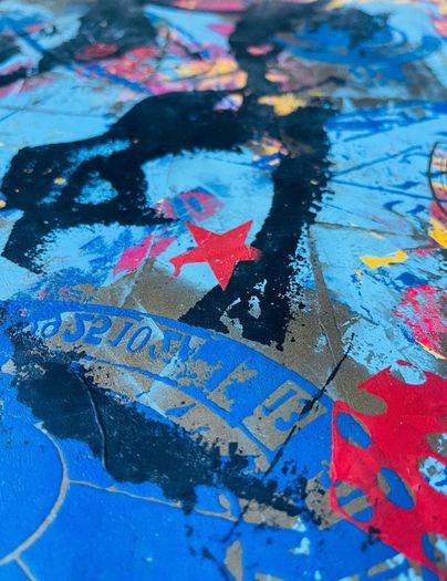 Original signed mix media painting by New York artist Bobby Kareem Hill