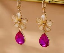 Elegant Pink Flower Earrings