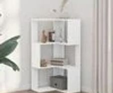 Corner Bookcase 3-Tier White 50x50x102 cm Engineered Wood
