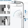 Shower System Thermostatic Set, Chrome Shower Riser Rail with Adjustable Rainfall Shower, Scalding Protection Bath Tap, Anti-Kink Bath Hose (Square, Chrome) Image 6