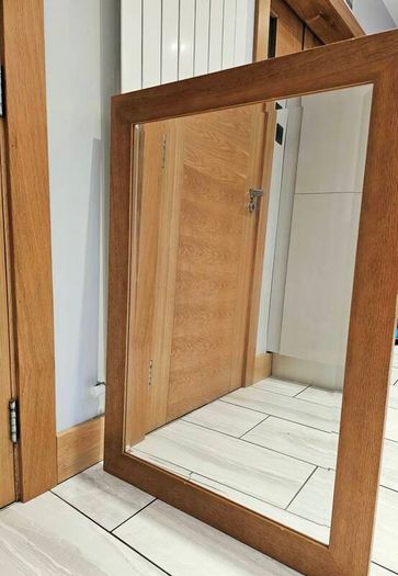 Wood framed mirror Maple / light oak effect