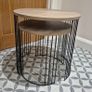Matching layered wood effect metal legs side table set Image 8