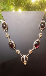 Garnet and Citrine Silver Necklace