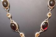 Garnet and Citrine Silver Necklace