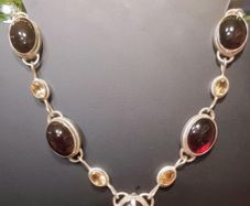 Garnet and Citrine Silver Necklace