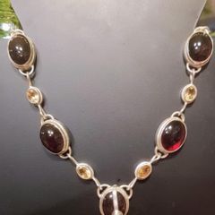 Garnet and Citrine Silver Necklace