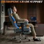 Big and Tall Office Chair 200kg, Heavy Duty Fabric Executive Desk Chair with Footrest, High Back Ergonomic Computer Chair, Reclining Home Office Chair with Thick Padding, Blue Image 4
