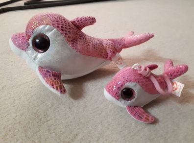 Beanie Boo Dolphin & Orby Keyring Dolphin Mum and Baby Soft Toy