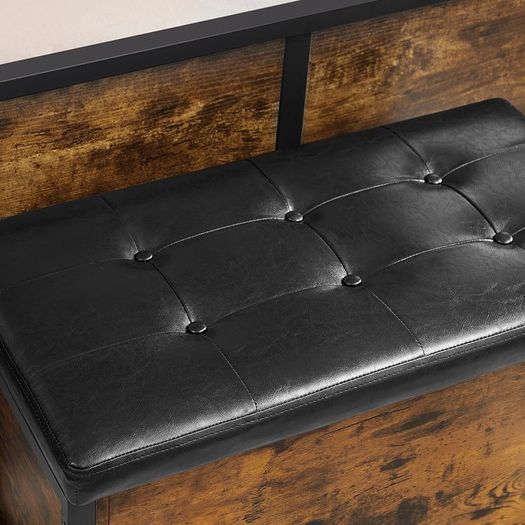 Multifunctional Chest Industrial Style shoe bench, padded shoe organizer with flap, shoe cabinet for 6 pairs of shoes, steel frame, industrial design, vintage