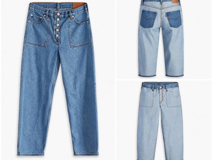 Levis Reversible 2-in-1 Baggy Dads Jeans W29/L30 UK 10 Relaxed Fit Light Blue Wash Utility Baggy Wide Leg