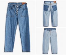Levis Reversible 2-in-1 Baggy Dads Jeans W29/L30 UK 10 Relaxed Fit Light Blue Wash Utility Baggy Wide Leg