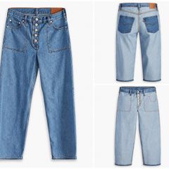 Levis Reversible 2-in-1 Baggy Dads Jeans W29/L30 UK 10 Relaxed Fit Light Blue Wash Utility Baggy Wide Leg