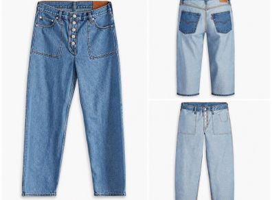 Levis Reversible 2-in-1 Baggy Dads Jeans W29/L30 UK 10 Relaxed Fit Light Blue Wash Utility Baggy Wide Leg