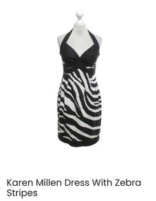 BNWT - Karen millen Halter neck zebra patterned dress UK 12