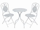 3 Piece Bistro Set Steel Greyish White