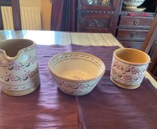 Nicholas Mosse New Lavender breakfast set , a 6 inch diameter bowl, cylinder jug and large mug