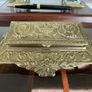Vintage Ornate Brass Postage Stamp Keepsakes Box Image 3