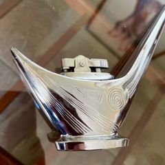 Rare Uber Vintage Retro Lighter 1960s Chrome Steel with Art Deco Geometric Design