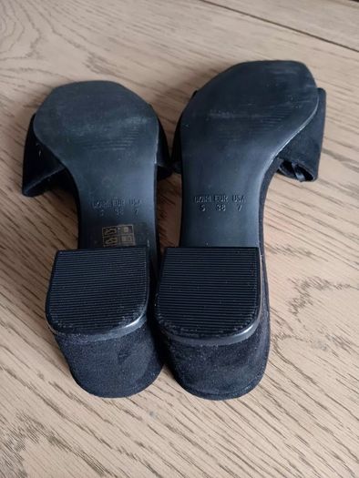 Black Suede Slip on Mules