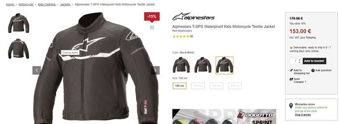 Motorcycle jacket Alpinestars YOUTH T-SP S waterproof