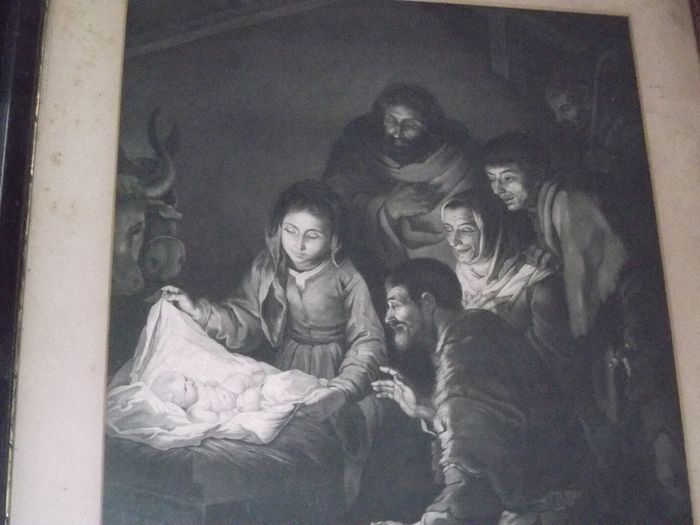 a antique old master  engraving of the adoration of the shepperds.date 1775