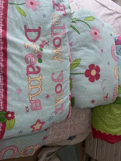 3 single duvets with covers and pillows to match