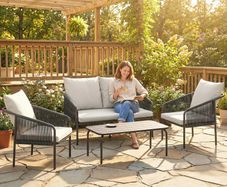 Garden furniture set 4-piece Polyrattan lounge set