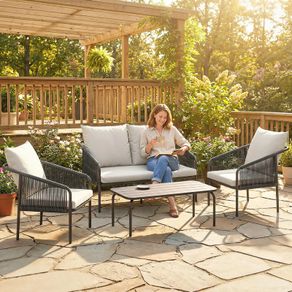 Garden furniture set 4-piece Polyrattan lounge set