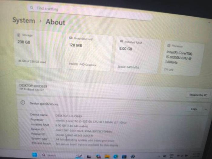 HP probook 440 G7 i5 10Th Gen