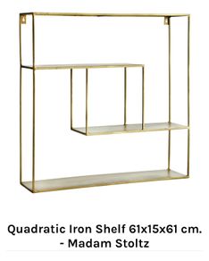Danish interior design Quadratic antique brass finish shelf