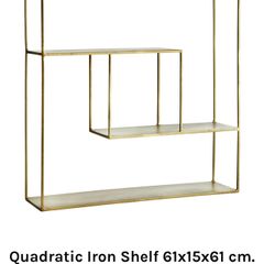 Danish interior design Quadratic antique brass finish shelf