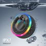 Bluetooth Shower Speaker, 2025 Portable Bluetooth Speaker 5.3 with Time Display, IPX7 Waterproof with Suction Cup, RGB Lights, Stereo Bass, Wireless for Bathroom/Party/Travel/Outdoor, Black Image 5