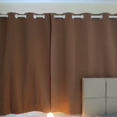 Pair of Brown Blackout Curtains with Eyelets
