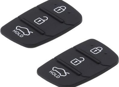 2 Pack 3-button Rubber Key Pads Black Button Pads for Auto Car Smart Remote Key Fob Replacement Parts