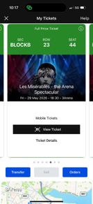 Premium Tickets for Les Miserable in the 3 Arena