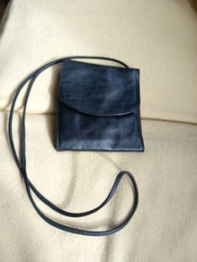 Tula Black Leather Wallet With Shoulder Strap